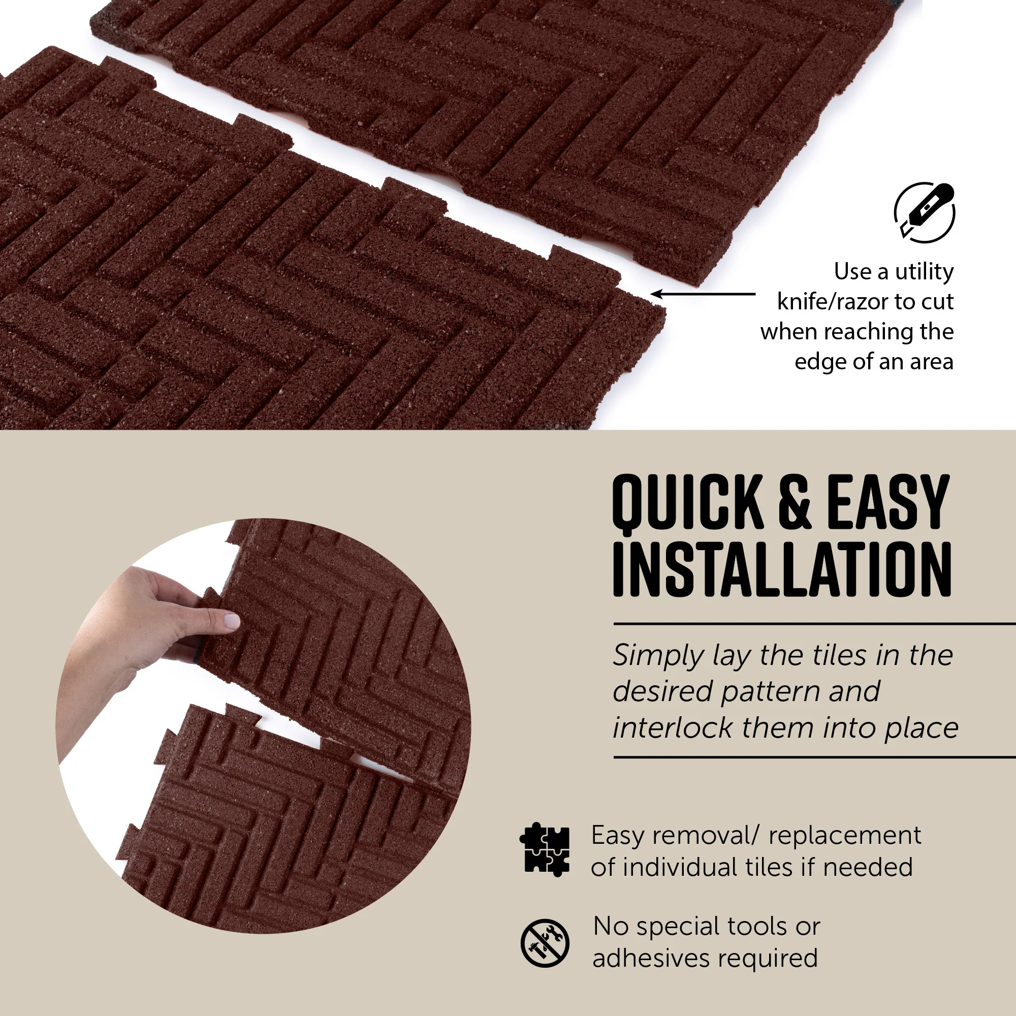 Herringbone Interlocking Rubber Paver Tile - Image 17