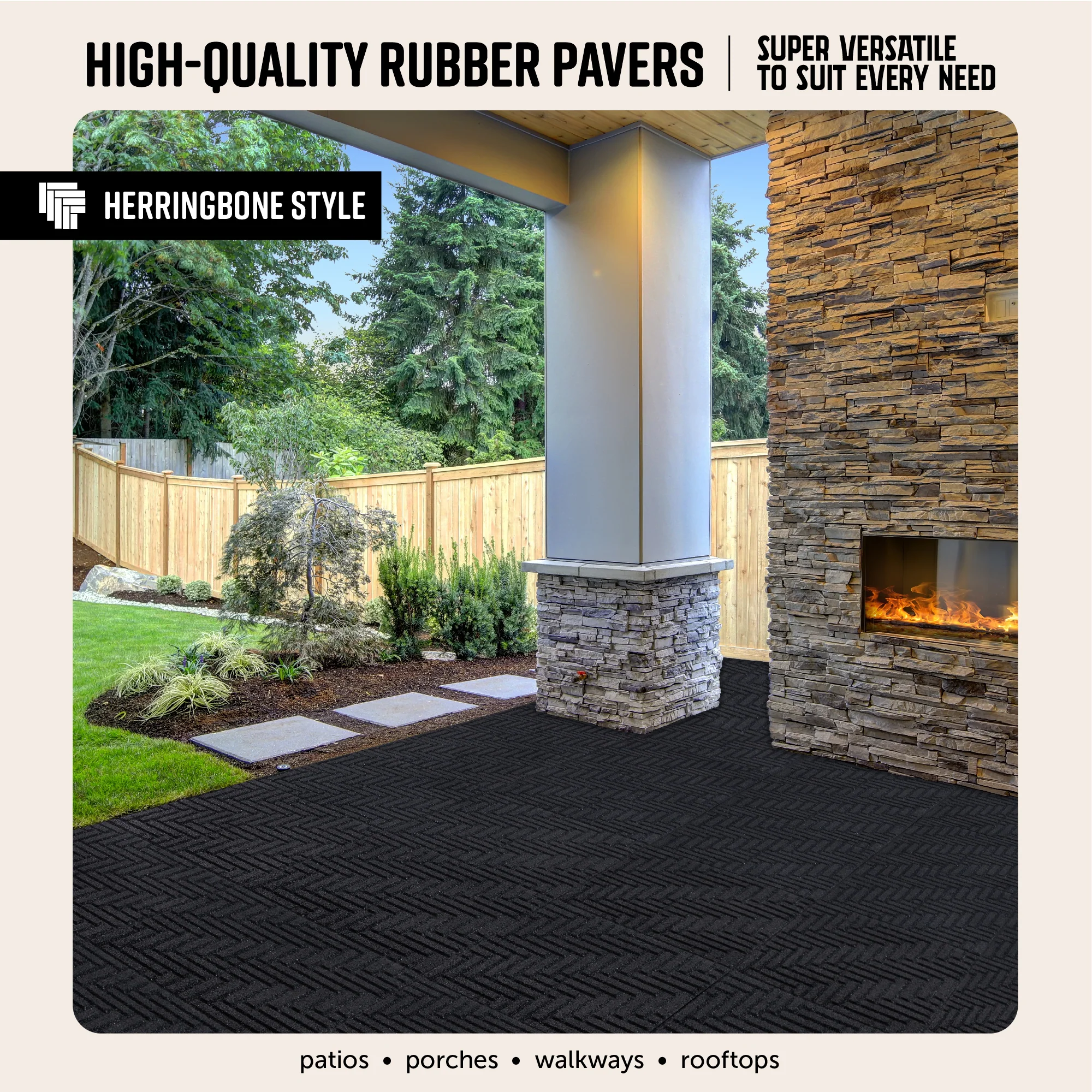 Herringbone Interlocking Rubber Paver Tile - Image 3