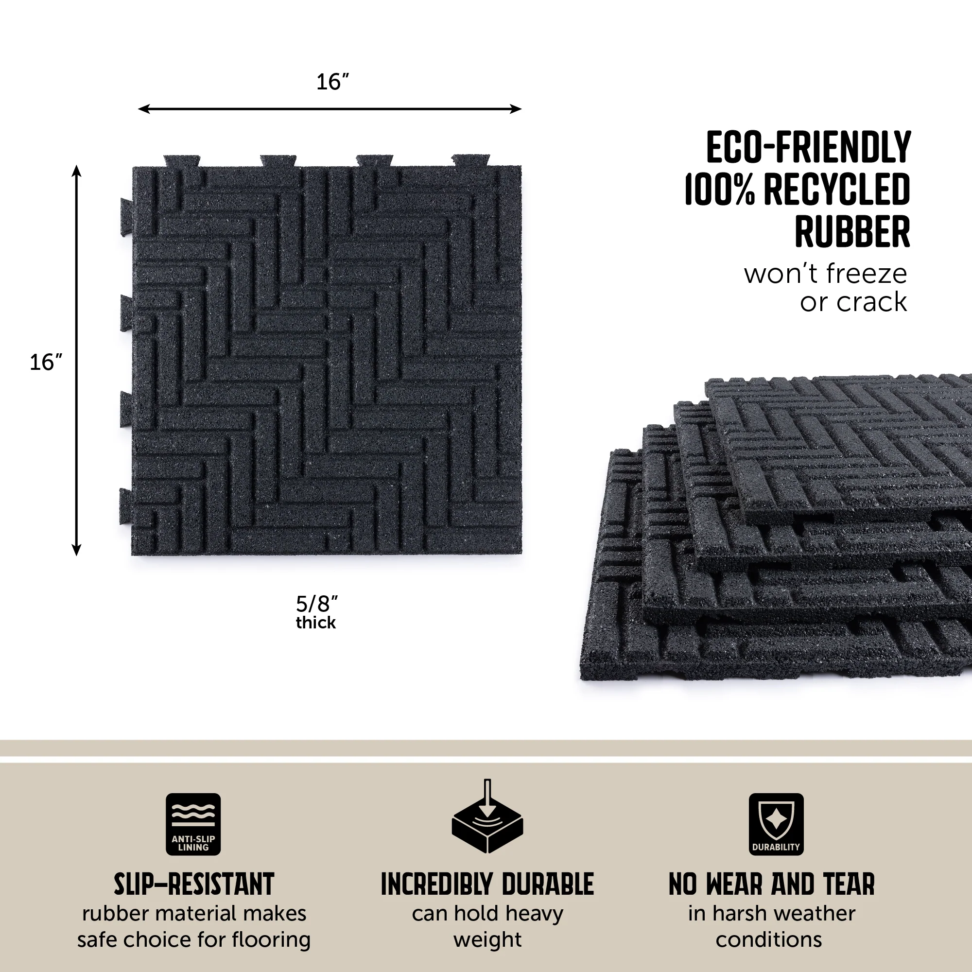 Herringbone Interlocking Rubber Paver Tile - Image 4