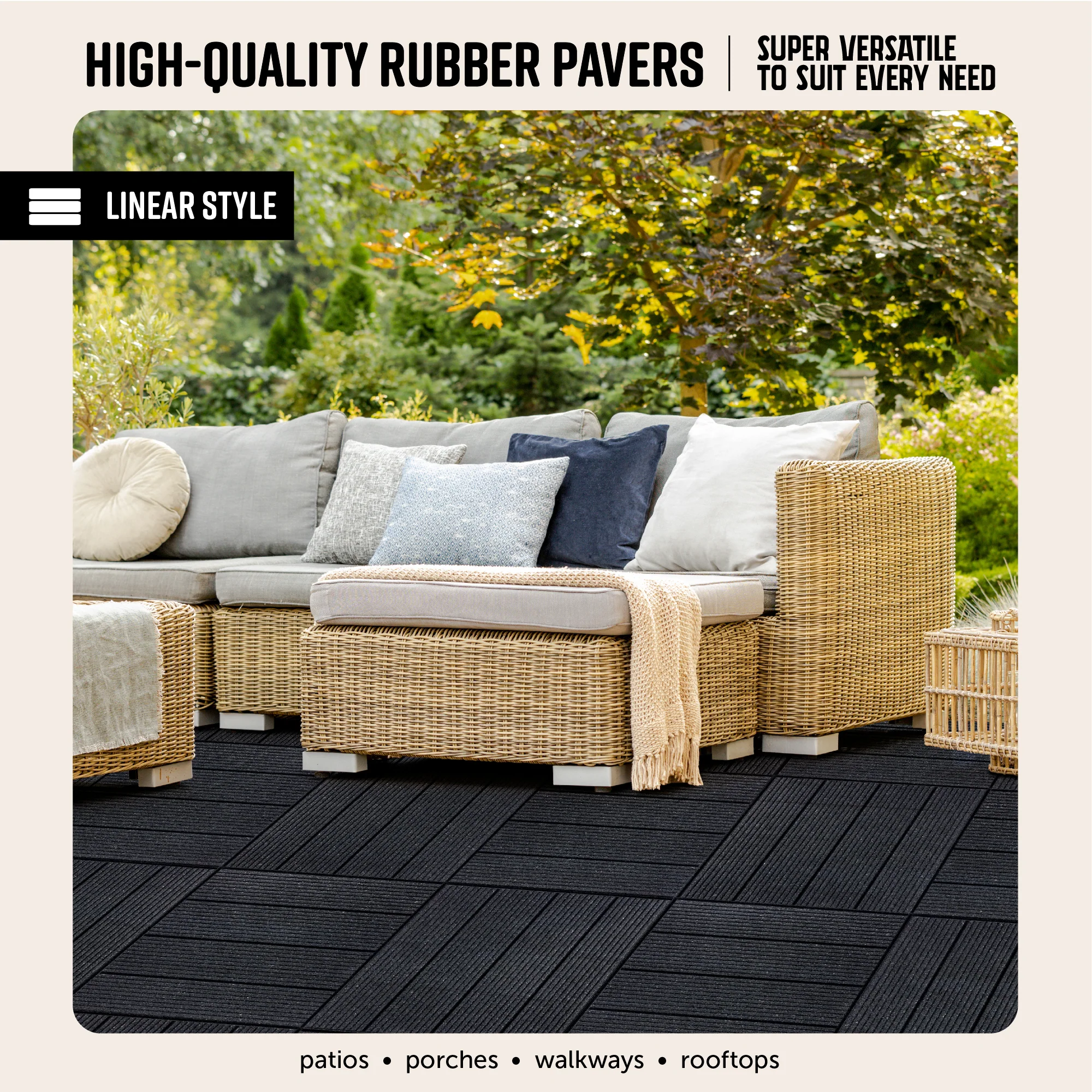 Linear Interlocking Rubber Paver Tile - Image 3