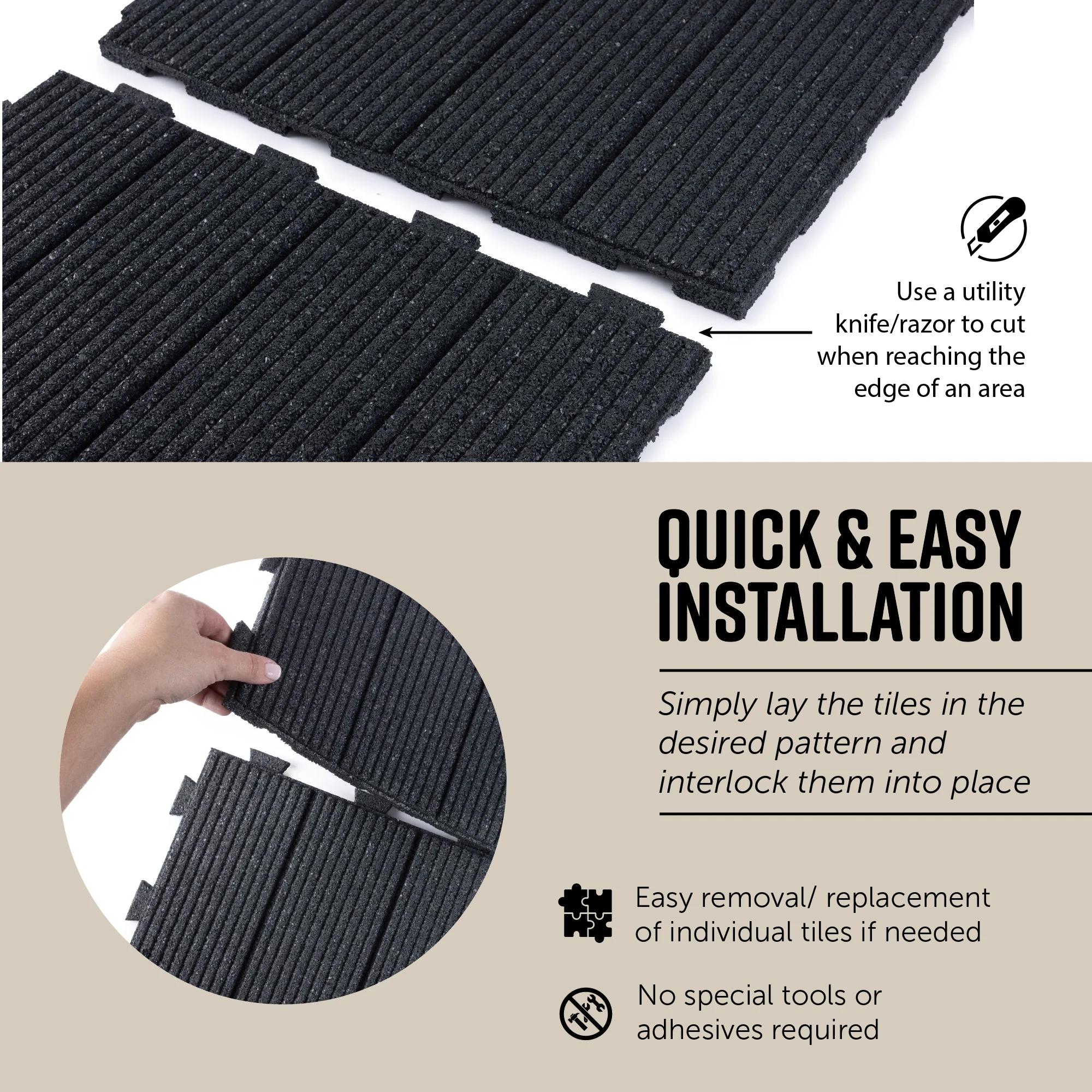 Linear Interlocking Rubber Paver Tile - Image 4