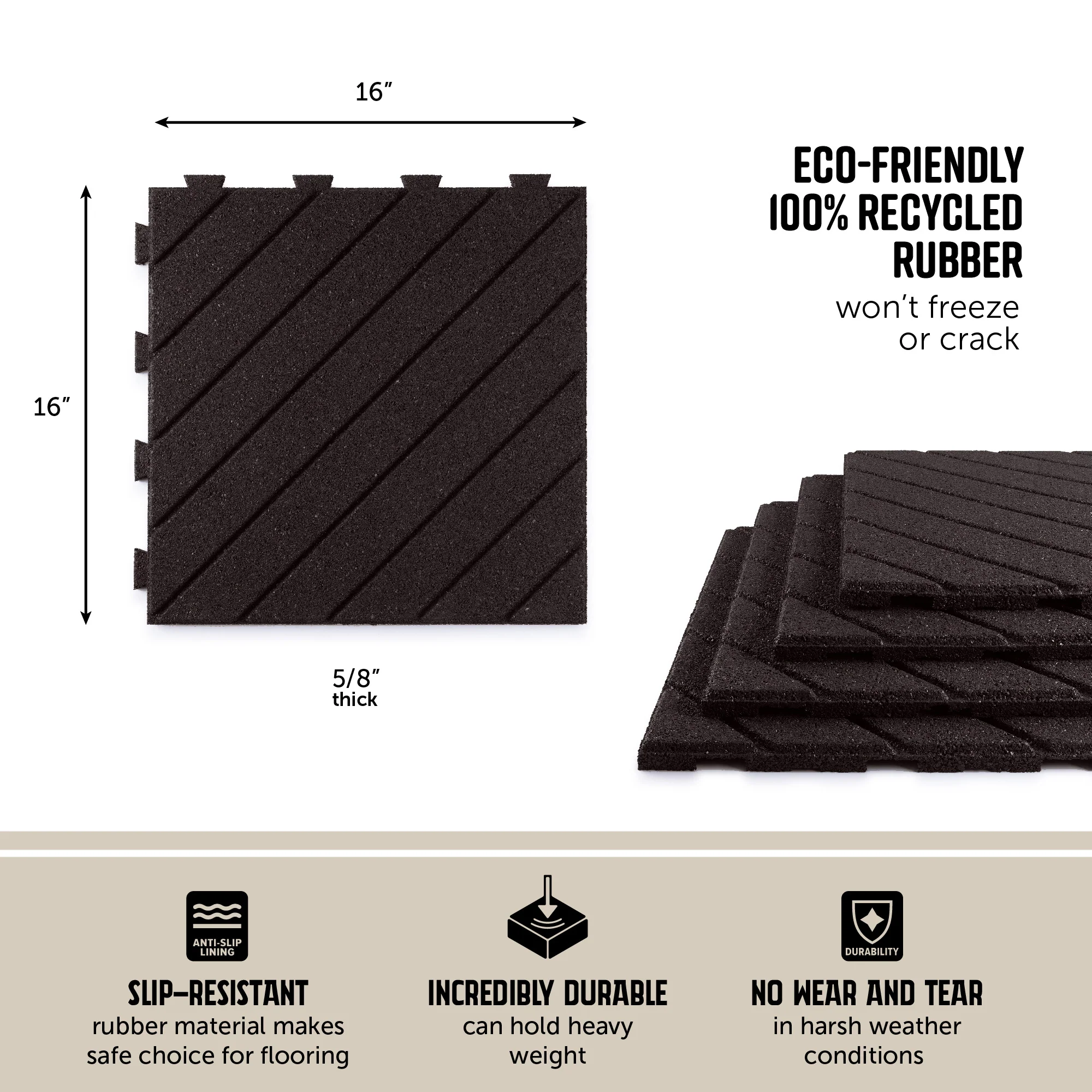 Slatted Interlocking Rubber Paver Tile - Image 9